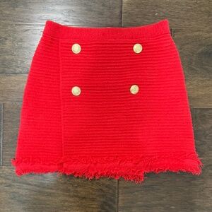 J. Crew Faux Wrap Sweater Skirt in Fine Boucle - New With Tags - Vintage Red -